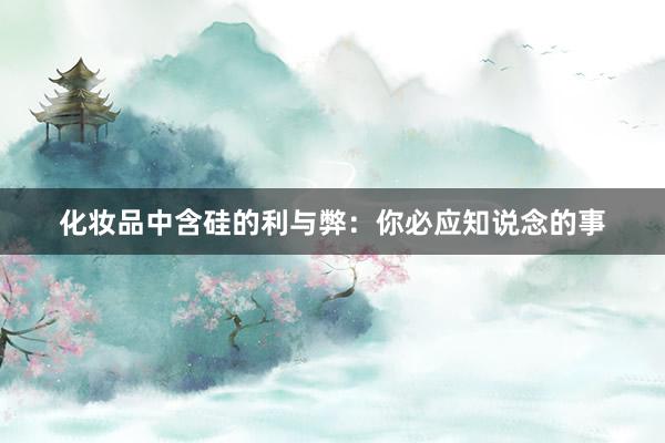 化妆品中含硅的利与弊：你必应知说念的事